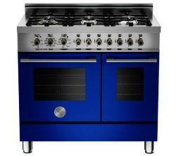 BERTAZZONI  Professional 90 Dual Fuel Twin Range Cooker - Blue